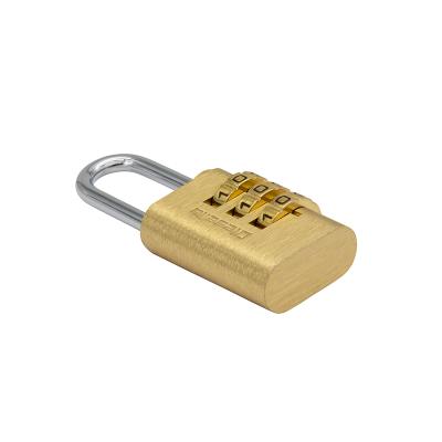 Kodehængelås 21 mm i messinghus og stålbøjle med 3 cifret kodelås (1.000 kombinationer)